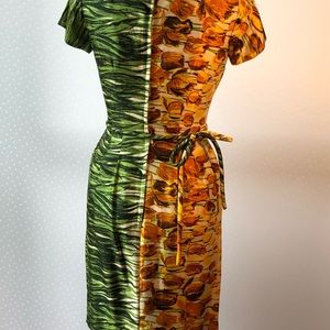 1950s Silk Tulip Print Dress
